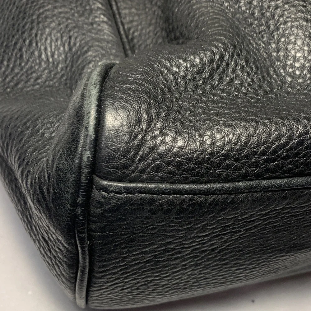 Tommy Hilfiger Black Soft Leather Satchel with Gold Logo and Hardware